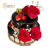 Crave Bakery- Chocolate & Rose Theme Double Tier Cake (5lbs) Crave Bakery- Chocolate & Rose Theme Double Tier Cake (5lbs)