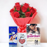 The Guardian by Nicholas Sparks With Mug, Bunch of Roses & Chocolate The Guardian by Nicholas Sparks With Mug, Bunch of Roses & Chocolate