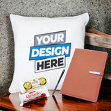 Elegant Essential Combo With Ball Pen,Diary, Ferrero Chocolates & Personalised Cushion