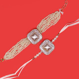 Set of 2 Bhaiya Bhabhi Rakhi- White