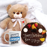 Birthday Gift Combo with Cake, Teddy & Personalized Mug