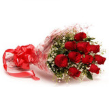 Ten Lovely Long Stem Red Roses Bunch