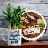 Juicy Cake With Lucky Bamboo in Personalised Mug
