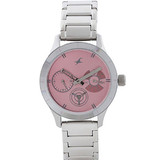 Fastrack Stainless Steel Back Case Pink Dial Analog Watch for Women (6078SM07)