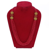 Red Nepali Beruwa Pote with Golden Beads Design