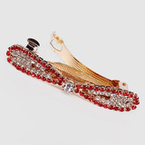 Tic-tac Bow Shaped Red Stone Hair Clip