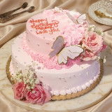 Beautiful Flower & Butterfly Design Two Layer Cake (3lbs)
