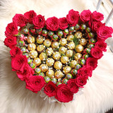 Red Roses & Ferrero Chocolates Heart Gift Box