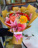 Mix Bouquet Of Carnation, Lily & Gebera Flower