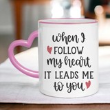 Cute Message Printed Heart Handle Ceramic Mug