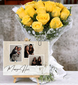 Yellow Roses Bunch With Personalized Photo Frame