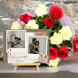 Rose & Carnation Bouquet With Personalised Photo Frame