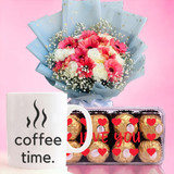 Personalized Mug With Chocolate & Mix Flower Bouquet