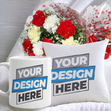 Mix Carnation Bouquet With Personalised Cushion & Mug Combo