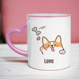 Cute Cat Printed Heart Handle Ceramic Mug