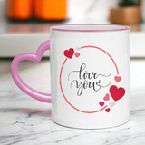 'Love You' Printed Heart Handle Ceramic Mug