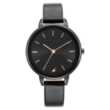FASTRACK Glitch Black Dial Black Leather Strap Watch- For Her