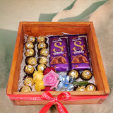 Rocher & Silk Chocolates Combo With Roses in Box