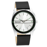Fastrack Wear Your Look Quartz Analog Silver Dial Leather Strap Watch