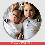 Round Wall Clock with Personalized Photo Print