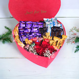Delightful Chocolates With Roses Combo Filled in a Heart Box