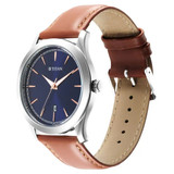 Titan Urban Blue Dial Leather Strap Watch-1823SL07