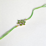 Green & White Stone Flower Design Rakhi Thread