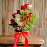 Stunning Roses & Chocolates Gift in Basket