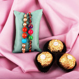 Twin Beaded Rakhi and Ferrero Rocher (Delivery in USA Only)