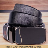 Personalized Black Belt With Dark Glass Buckle- Father's Day