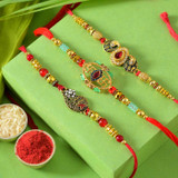 Stone Beaded Rakhi Set (Delivery in USA Only)