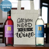 Personalized Tote Bag & Gossips 2 Taste Wine Combo