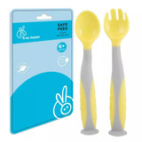 R for Rabbit Safe Feed Duo Spoon Set - Yellow & Grey