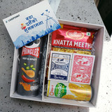 Savoury Snacks, Refreshing Drink, Playing Card and Dashain Greeting Card Combo