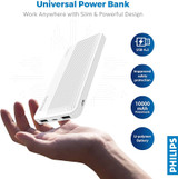 Philips 10000mAh Power Bank White- DLP7719