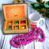 Bhaitika Sweets Combo With Ceramic Mug and Makhamali Mala