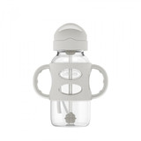 Dr.Brown's 9oz/270 ml Wide-Neck Sippy Straw Bottles w/ Silicone Handles, Gray, 1-Pack