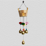 Bucket Decorative Wind Chime Bells & Fishes- 17 Inches