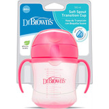 Dr.Brown's 6 oz / 180 ml Soft-Spout Transition Cup w/ Handles - Pink (6m+)