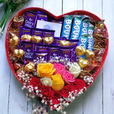 Assorted Chocolates With Flower Ensemble