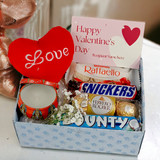 Valentine's Sweets Gift with Cushion and Candle Combo Valentine's Sweets Gift with Cushion and Candle Combo