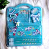 Space - Themed 6 Pieces Pencil Set With Geometry Box - Sky Blue