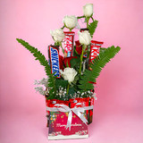 Chocolates and Rose Bouquet with Greeting Card