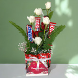 Chocolates and Rose Bouquet with Greeting Card
