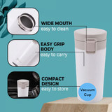 Insulated Stainless Steel Vacuum Mug 400ml - White
