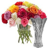 Mix 20 Colorful Roses in Vase