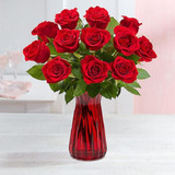 Red Rose with Vase (USA Delivery Only)