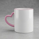 Personalize Pink Heart Shape Handle Mug