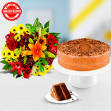 Mixed Flowers and Cake (USA Delivery Only)