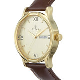 Titan Metal Case Cream Dial Analog Watch for Men (1580YL05)